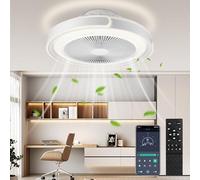 Litglobe Ventilatore da Soffitto con Luce,50cm Ventilatori a Soffitto con Luce Telecomando e APP,Silenzioso Plafoniera c n Ventilatore c n 6 Velocità/Reversibile,3 Colori Dimmerabile,Tempistica