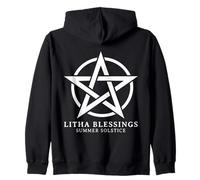Litha Blessings Summer Solstice Wicca Wiccan Pagan Summer Felpa con Cappuccio