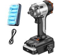 LiTHELi Avvitatore a Impulsi Senza Fili, coppia di 450 Nm, con batteria da 2,5 Ah, motore senza spazzole, 3 velocità e luce LED, adatto per veicoli domestici
