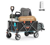 Litheli Carrello elettrico pieghevole, pieghevole, con freni, portata 200 l, 60 kg, adatto per campeggio, giardino, shopping (nero, 1 batteria)