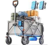 Litheli Carrello elettrico pieghevole, pieghevole, con freni, portata 200 l, 60 kg, adatto per campeggio, giardino, shopping (2 Batterie Nuove)