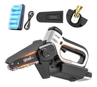 Litheli Mini Motosega a Batteria 10000 mAh, 20V, 15CM Sega a Batteria per Potatura, Brushless Mini Motosega Elettrica, Lubrificazione Automatica, Blocco di Sicurezza per il Taglio del Legno e Giardini