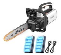 Litheli Motosega a Batteria 30 cm, Motore Brushless, Lubrificazione Automatica della Catena, 2 Batterie da 10.000 mAh Incluse, per Potatura, Giardinaggio e Lavori su Legno