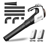 Litheli Soffiatore a batteria con kit di pulizia per grondaie, soffiatore senza spazzole con turbocompressore, velocità dell'aria 180 km/h, flusso d'aria 973 m³/h, montaggio senza attrezzi, prolunga
