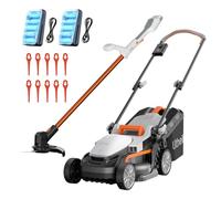 Litheli Tagliaerba a batteria da 20 V (33 cm) e tagliaerba (25 cm), altezza di taglio 25 - 65 mm, motore potente, adatto per prato da giardino e taglio esterno, tosaerba con tagliaerba a batteria