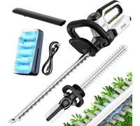 LiTHELi Tagliasiepi a batteria, con batteria da 2,0 Ah, lunghezza di taglio 51 cm, protezione da urti, impugnatura ergonomica, per potatura di arbusti, cura del giardino, Tagliasiepi