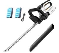 Litheli Tagliasiepi a batteria con due batterie, 2 batterie da 10000 mAh, lunghezza lama 56 cm, distanza tra i denti 18 mm, protezione dagli urti, impugnatura ergonomica, per il taglio di arbusti, per