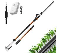 Litheli Tagliasiepi telescopico batteria 20 V con asta telescopica fissa, manico telescopico regolabile in 6 posizioni fino a 3,40 metri di altezza, lunghezza di taglio 42 cm, con batteria da 10000