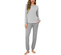 Litherday Pigiama Donna Cotone Lungo Pigiami Due Pezzi Invernale Comodo | Maglietta Manica Lunga Collo Rotondo,Pantaloni con Tasche,Abbigliamento da casa