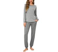 Litherday Pigiama Donna Cotone Lungo Pigiami Due Pezzi Invernale Comodo | Maglietta Manica Lunga Collo Rotondo,Pantaloni con Tasche,Abbigliamento da casa