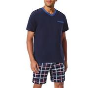 Litherday Pigiama Uomo Estivo Corto Cotone Pigiami Due Pezzi da Uomo Manica Corta con Scollo a V e Pantaloncini con Tasche Leggero Morbido Loungewear