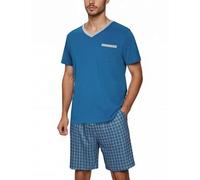 Litherday Pigiama Uomo Estivo Corto Cotone Pigiami Due Pezzi da Uomo Manica Corta con Scollo a V e Pantaloncini con Tasche Leggero Morbido Loungewear