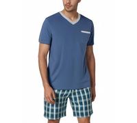 Litherday Pigiama Uomo Estivo Corto Cotone Pigiami Due Pezzi da Uomo Manica Corta con Scollo a V e Pantaloncini con Tasche Leggero Morbido Loungewear