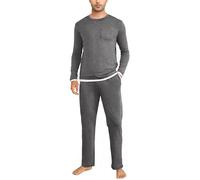 Litherday Pigiama Uomo Invernale Cotone Lungo Pajamas Due Pezzi Maniche Lunghe Pantaloni Lunghi Pigiami Morbido Loungewear con Tasche