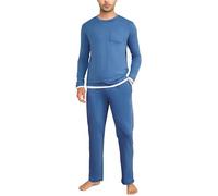 Litherday Pigiama Uomo Invernale Cotone Lungo Pajamas Due Pezzi Maniche Lunghe Pantaloni Lunghi Pigiami Morbido Loungewear con Tasche