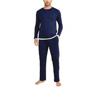 Litherday Pigiama Uomo Invernale Cotone Lungo Pajamas Due Pezzi Maniche Lunghe Pantaloni Lunghi Pigiami Morbido Loungewear con Tasche