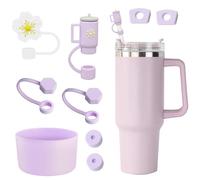 Lithyc 9 Pezzi Cannucce Con Tappo - Tappo Per Cannuccia Riutilizzabile - Tappi Per Cannuccia In Silicone - Adatto Per Raccordi In Silicone Su Bicchieri, Raccordi Per Cannucce, Riutilizzabili(porpora)