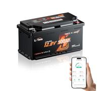 LiTime 12V 100Ah H190 Batteria Litio LiFePo4 Bluetooth con Ingresso 2C, Riscaldamento Intelligente, Resistenza all'acqua IP65, Protezione Contro Basse Temperature, per Camper Carovana, Trolling Motors