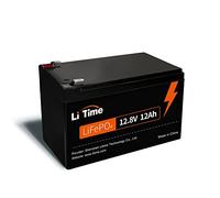LiTime 12V 12Ah Batteria al Litio, Batteria Lifepo4 con 12A BMS, Potenza di Uscita 153,6W, Basso Tasso di Autoscarica, Batteria Litio 12V per Ecoscandagli Ventilatori Luci LED Telecamere Sicurezza