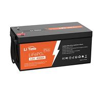 LiTime 12V 400Ah Batteria Litio LiFePO4 con 250A BMS, 4000-15000 Cicli e 10 Anni Di Durata, Max. 5120Wh, Batteria LiFePO4 12V 400Ah Per Caravan Barca Energetico Domestico Sistema Solare