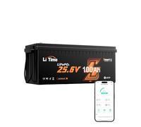 LiTime 24V 100Ah Batteria Lifepo4 Litio con Bluetooth, Protezione dalle Basse Temperature e 100A BMS, Max. 2560Wh, 15000+ Cicli, Perfetta per Caravan Trolling Motori Energetico Domestico