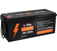 LiTime 24V 100Ah LiFePO4 Batterie con 100A BMS, Batteria Litio 24V 100Ah Potenza Massima 2560W, 15000 Cicli e 10 Anni Di Vita, per Caravan, Sistema Solare, Sistemi Fuori Rete, Energetco Domestico