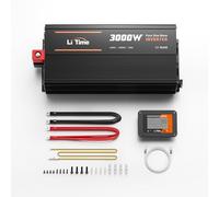 LiTime 3000W Inverter Sinsus Pure 12VDC a 230VAC Convertitore per Camping-Car, Campeggio, Inverter di energia solare con 2 uscite AC, schermo di sorveglianza con visualizzazione dello stato in tempo