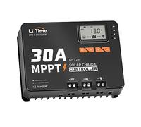 LiTime 30A Regulador de Carga Solar, Controlador de Carga Solar 12v Con Adattatore Bluetooth, Display LCD Regolabile e Indicatore LED，Regulador Solar Mpp Adatto per Batterie al Litio