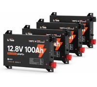 LiTime 4 Pezzi Batteria Litio 12V 100Ah SLIM con Bluetooth per Pick-up, RV | Autoriscaldamento , LiFePO4, Max 15000 Cicli, Energia 1280Wh, IP65, Max 4P4S, per Furgone Camperizzato, Camper