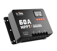 LiTime 60A MPPT 12V/24V/36V/48V Max. 3200W Regolatore di carica solare con ingresso DC automatico e adattatore Bluetooth, display LCD con parametri regolabili, indicatori LED, regolatore per pannello