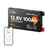 LiTime Batteria al Litio 12V 100Ah SLIM per Camper, Batteria LiFePO4 12 V con Autoriscaldamento e Bluetooth, Max 15000 Cicli, Adatta per Autocaravan, Furgone Camperizzato, Impianti Solari, Fuori Rete