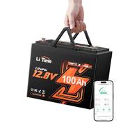 LiTime Batteria LiFePO4 12V 100Ah Mini Compatta con Bluetooth per Camper | Max 15000 Cicli, 1280Wh, BMS 100A, Leggera, IP65, Batteria Litio 12V per Furgone Camperizzato, Caravan, Barche, Pesca Nautica