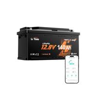LiTime Batteria LiFePO4 12V 140Ah H190 con Bluetooth per Camper (DIN H8 L5) | Max 15000 Cicli, 1920Wh, BMS 150 A, Leggera e Compatta, IP65, Batteria Litio 12V per Furgone camperizzato, Caravan, Barche