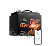 LiTime Batteria LiFePO4 12V 50Ah, Batteria Litio 12V con Bluetooth, Protezione Bassa Temperatura e BMS 50A, 4000-15000 Cicli, per Motori Trolling, Barche, Caravan, Campeggio, Sistemi Fuori Rete