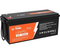 LiTime Batteria Litio 12V 200Ah PLUS con BMS 200A, Batteria Lifepo4 12V 200Ah Massima Energia 2560Wh Più Di 4000+ Cicli, 10 Anni Di Durata, per Caravan, Barca, Sistemi Fuori Rete, Sistema Solare