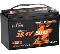 LiTime Batteria Litio 36V 50Ah con Bluetooth e Protezione a Bassa Temperatura, Batteria Lifepo4 36V con 50A BMS, 15000 Cicli e 10 Anni di Vita, per Barche, Nautico, Trolling Motor, Camper