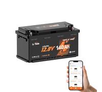 LiTime Batteria Litio LiFePO4 12,8V 140Ah con Bluetooth, Intelligente BMS 150A e Protezione Bassa Temperatura, 15000 Cicli, Batteria LiFePO4 12V per Caravan, Barche, Storaggio Energetico
