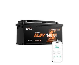 LiTime Batteria Litio LiFePO4 12V 140Ah con Bluetooth, Dimensioni batterie per camper DIN H8 L5 GROUP49, BMS aggiornato da 150A e protezione contro le temperature basse per Caravan, Sistemi Solari
