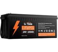 LiTime Batterie LiFePO4 Litio 24V 100Ah con Protezione dalle Basse Temperature e 100A BMS, Max. 2560Wh, 15000+ Cicli, 24V 100Ah Batteria Litio per Caravan Barca Energetico Domestico Sistema Solare