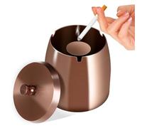 Litimkat Posacenere, Posacenere da Esterno, Posacenere con Coperchio, Base Antiscivolo in Acciaio Inossidabile, Adatto per Casa, Ufficio, Scrivania, Patio, Balcone Esterno (Oro Rosa)