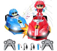 Litinliv 2 Pezzi Autoscontri RC con Robot Éjectable e Luci, Macchina Telecomandata Ricaricabile per Bambini 6-14 Anni, Giocattolo Interattivo per Ragazzi e Ragazze, Set di Bumper Cars Multigiocatore
