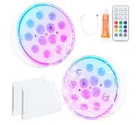 Litinliv 2 Pezzi Ricaricabile Luce LED Sommergibili con Telecomando, 16 Colori Luci Piscina Impermeabile 13 LED, Luci Subacquee, Luce Ricaricabile Usb per Fish Tank Decorazione, Vaso Luci per Laghetto