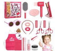 Litinliv 22 Pezzi Set Parrucchiera Bambina, con Asciugacapelli Arricciacapelli e Altri Accessori, Estilismo e Parrucchiere Gioco Trucco Simulato per Bambini, Regalo Bambina 3 4 5 6 7 Anni