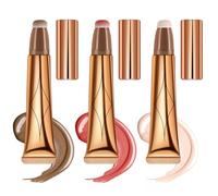 Litinliv 3 bacchette di bellezza in crema con applicatore a cuscino, bacchetta illuminante liquida, bacchetta per fard, blush illuminante per il viso, finitura opaca naturale liscia a lunga durata