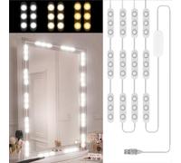 Litinliv 5M Luci LED da Specchio Dimmerabile 3 Colori, 60 LED Kit Illuminato per Make Up, Applica a Specchio Cosmetico e Bagno
