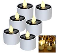 Litinliv 6 Pezzi Candele a LED, Candele a Energia Solare, Lumino Solare per Cimitero, Candele Finte Senza Fiamma per Patio, Giardino, Cortile, Feste, Matrimoni, Festival