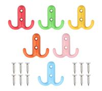 Litinliv 6 Pezzi Gancio Appendiabiti Doppio,Vintage Ganci Attaccapanni con 12 Viti,Ganci Appendiabiti da Parete,Ganci appendiabiti colorati,Adatto per Ganci Appendiabiti,Bagno,Cucina,Camera da Letto