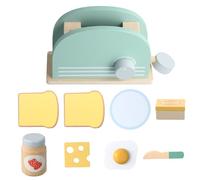 Litinliv 9 Pz Tostapane Giocattolo per Bambini, Accessori Cucina Giocattolo in Legno, Giochi Cucina con Fette di Pane, Burro, Uova Fritte, Marmellata, Regalo Ragazzi Ragazze oltre 3 4 5 Anni
