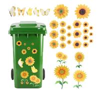Litinliv Adesivi di Fiori per Bidone, 5 Pezzi Adesivi per Bidoni Della Spazzatura, Adesivi Bin per Fiori con Ruote, Decorazione Floreale Impermeabile per Parete, Porta, Cestino, Frigorifero