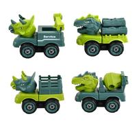 Litinliv Giocattolo Dinosaure Smontabile, Set di Costruzione DIY con Cacciavite, Auto Tyrannosaurus, Mixer, Gru e Barca Tricerasauro, Giocattolo Educativo per Bambini 3 4 5 Anni